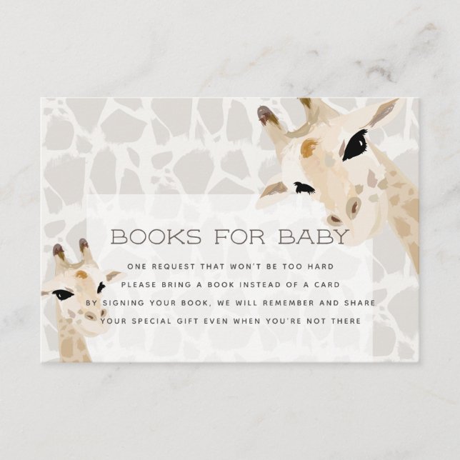 Tarjeta de solicitud de libro de Giraffe Baby Show (Anverso)