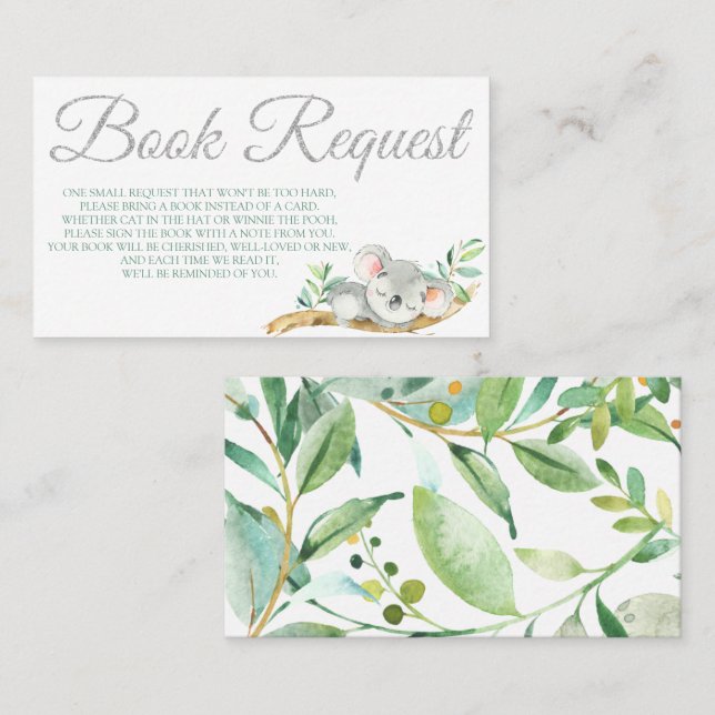 Tarjeta de solicitud de libro de Koala para cumple (Anverso / Reverso)