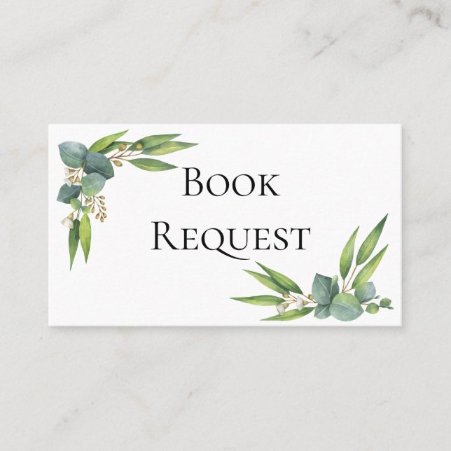 Tarjeta de solicitud de libro Eucalyptus Greenery (Anverso)
