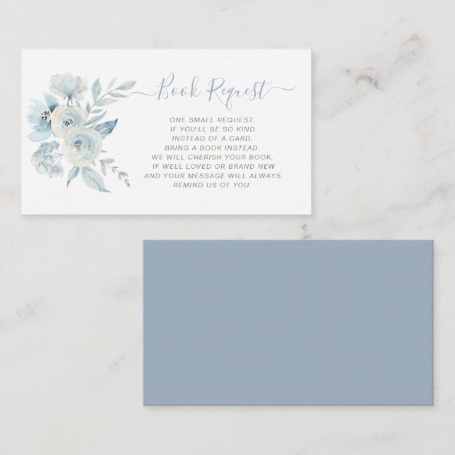 tarjeta de solicitud de libro floral azul baby in  (Anverso / Reverso)