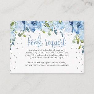 Tarjeta de solicitud de libro floral azul para Bab