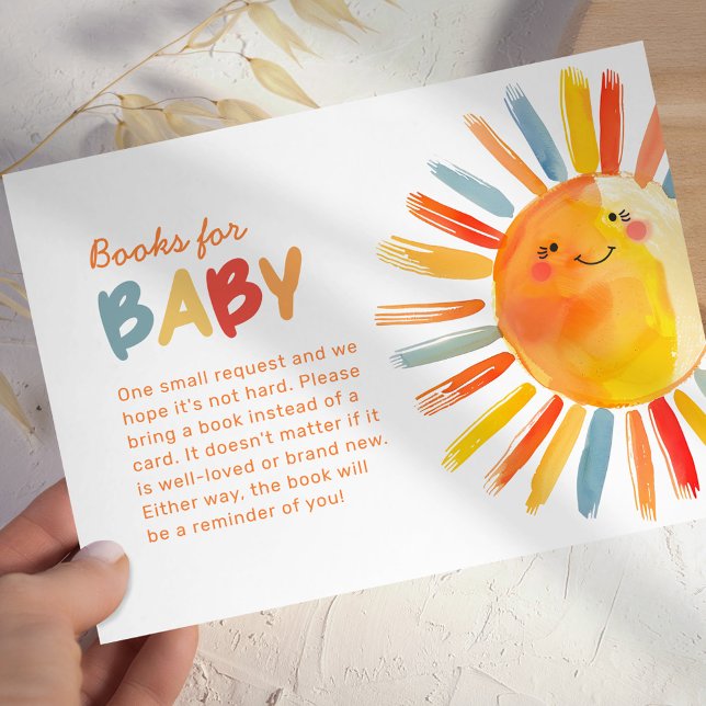 Tarjeta de solicitud de libro para baby shower Sun (Subido por el creador)