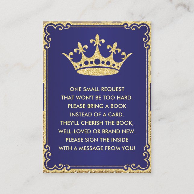 Tarjeta de solicitud de libro Royal Prince Shower (Anverso)