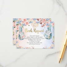 Tarjeta de solicitud de libros de Elephant Baby Sh