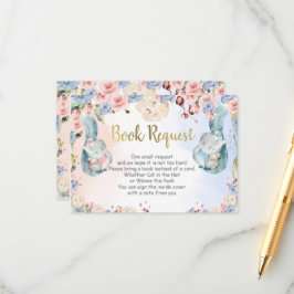 Tarjeta de solicitud de libros de Elephant Baby Sh