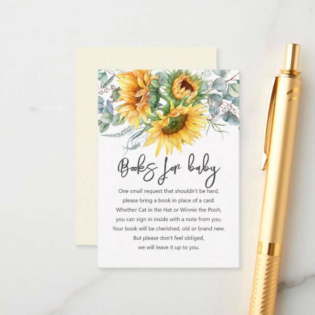 Tarjeta de solicitud de libros para bebé girasol (Anverso/Reverso In Situ)