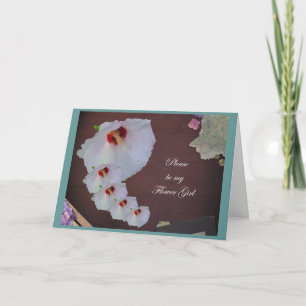 Tarjeta de solicitud de niña con flor de hibisco p