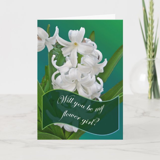 Tarjeta de solicitud de niña con flores de jacinto (Anverso)