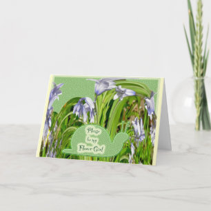 Tarjeta de solicitud de niña de flores de jacintos