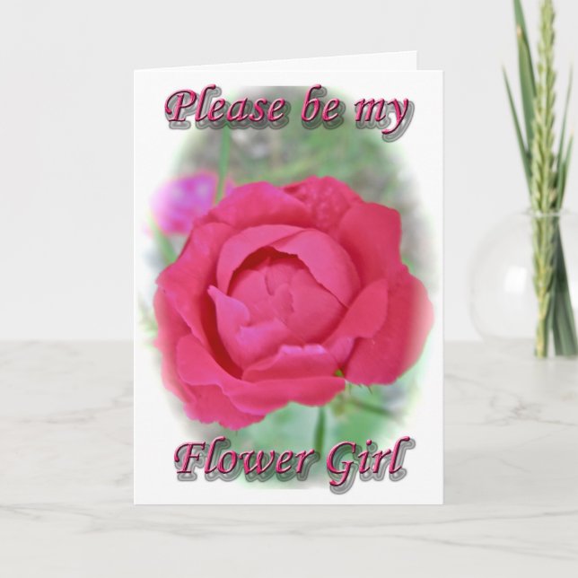 Tarjeta de solicitud de niña de las flores de rosa (Anverso)