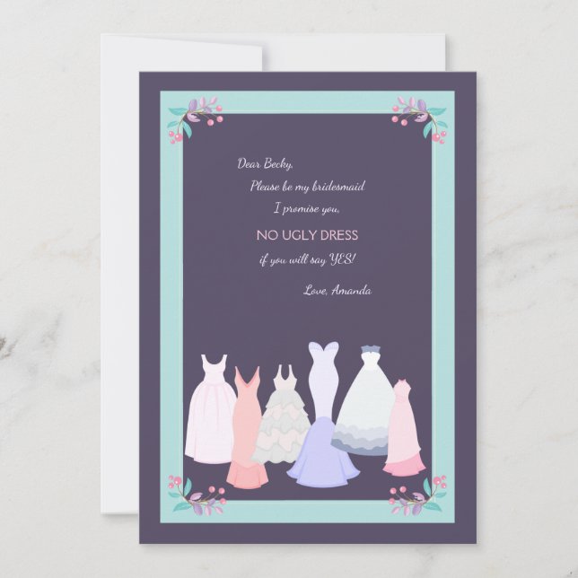 Tarjeta de solicitud de novia Gowns Bridesmaid (Anverso)
