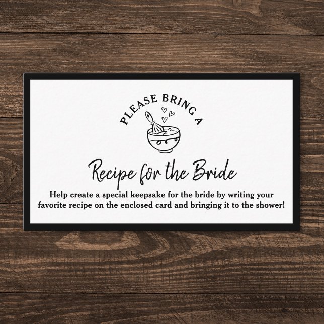 Tarjeta de solicitud de receta con ducha de novia  (Chic, timeless, and elegant—this Recipe for the Bride card is perfect for a stylish bridal shower!)