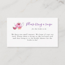 Tarjeta de solicitud de receta de Fiesta de té de 