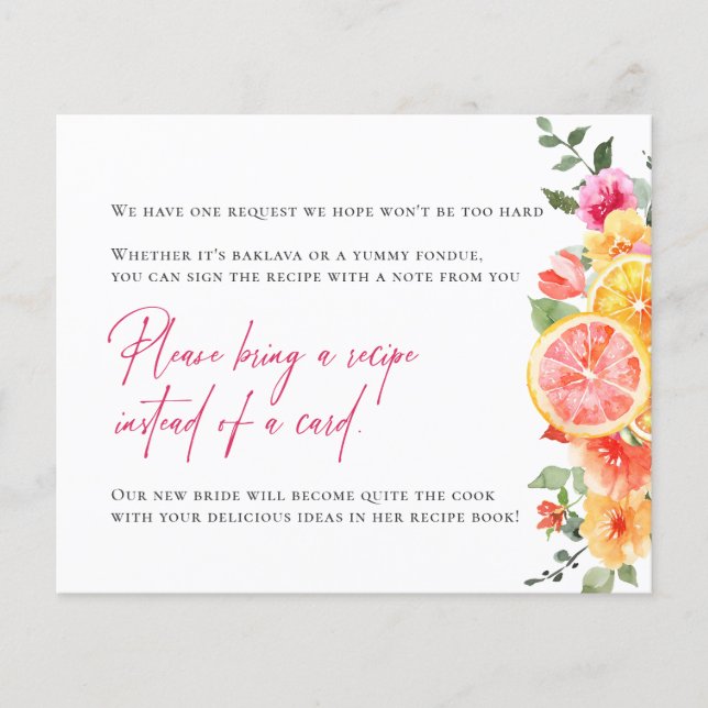 Tarjeta de solicitud de receta nupcial de flores c (Anverso)