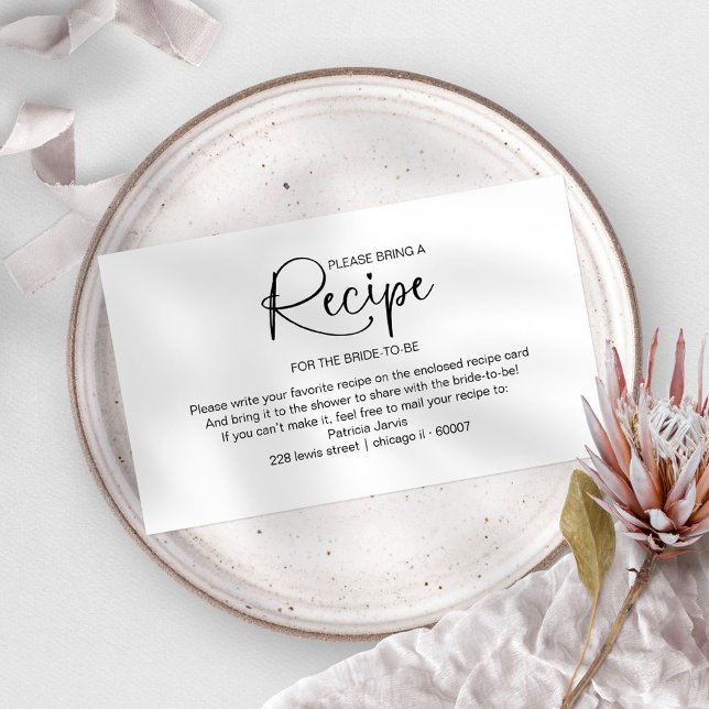 Tarjeta de solicitud de receta para ducha de novia (Subido por el creador)