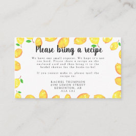 Tarjeta de solicitud de receta para ducha de novia