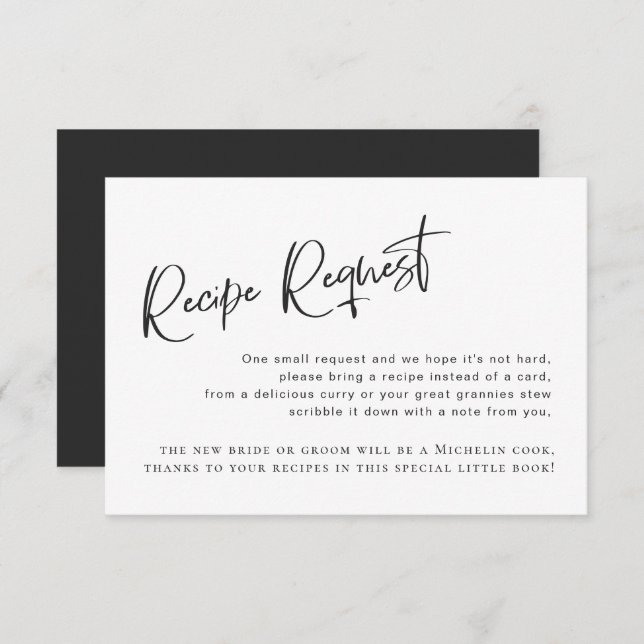 Tarjeta de solicitud de receta para ducha de novia (Anverso / Reverso)