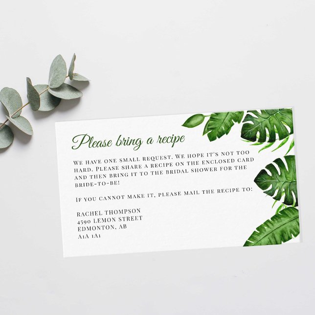 Tarjeta de solicitud de receta para ducha tropical (Subido por el creador)