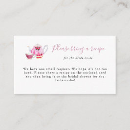 Tarjeta de solicitud de receta para Fiesta de té d