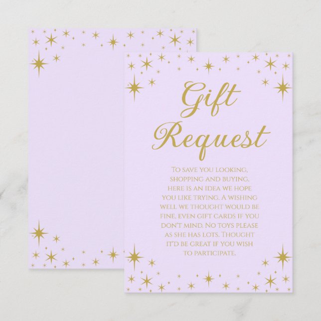 Tarjeta de solicitud de regalo de cumpleaños de la (Anverso / Reverso)
