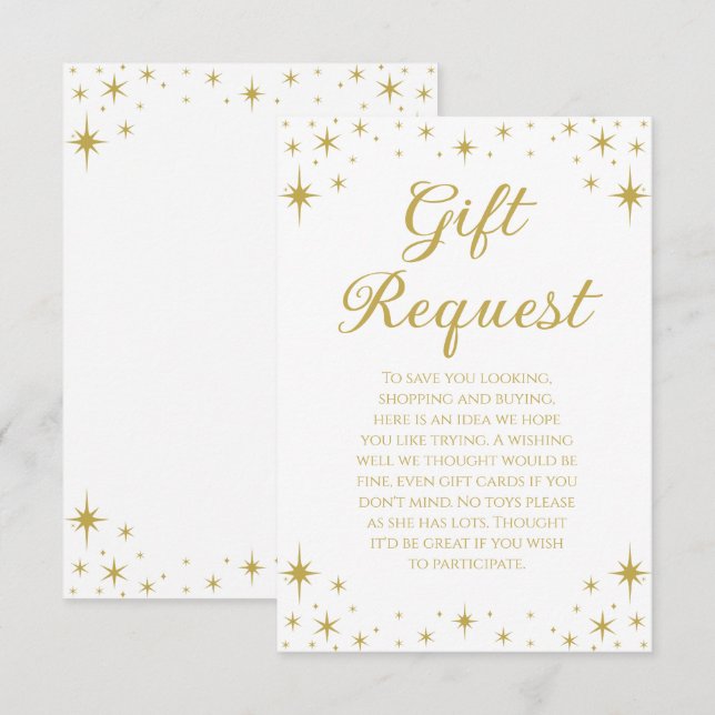 Tarjeta de solicitud de regalo de cumpleaños de la (Anverso / Reverso)