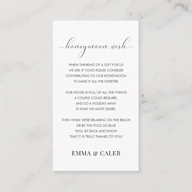 Tarjeta de solicitud de regalo para luna de miel (Anverso)