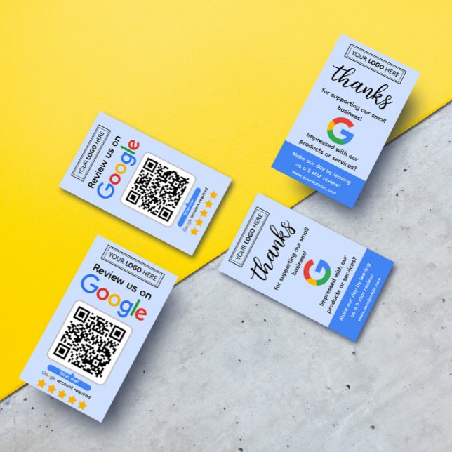 Tarjeta de solicitud de revisión de Google con log (Google business review request cards with logo and qr code, get 5 star reviews for your business)
