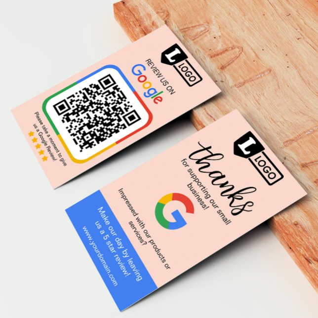 Tarjeta de solicitud de revisión de Google con tar (Google business review request card with logo and qr code, get 5 star reviews for your business)