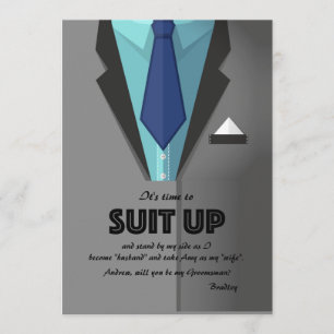 Tarjeta de solicitud Gray Suit Up Groomsman