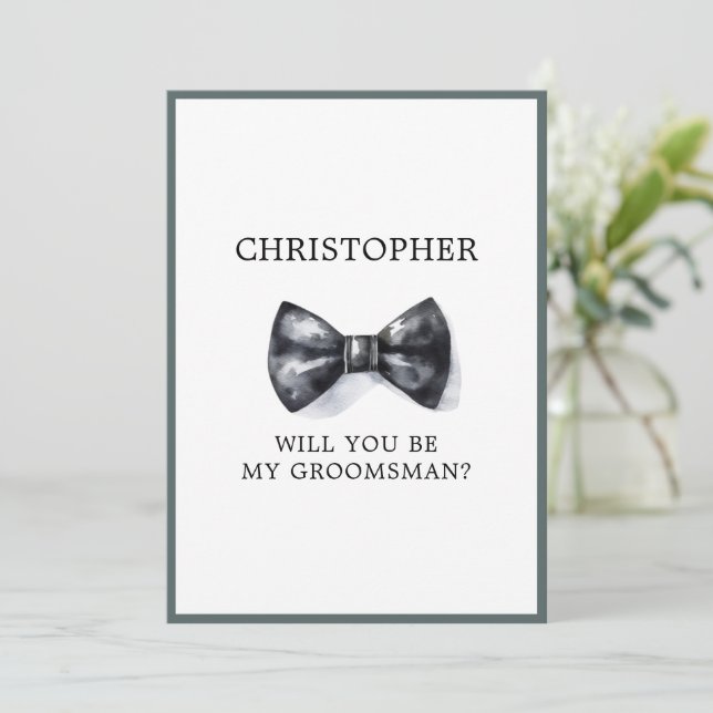Tarjeta de solicitud Groomsman de Boda de Tuxedo c (Anverso de pie)