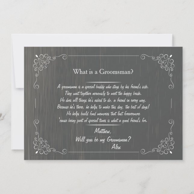 Tarjeta de solicitud Groomsman de pizarra (Anverso)