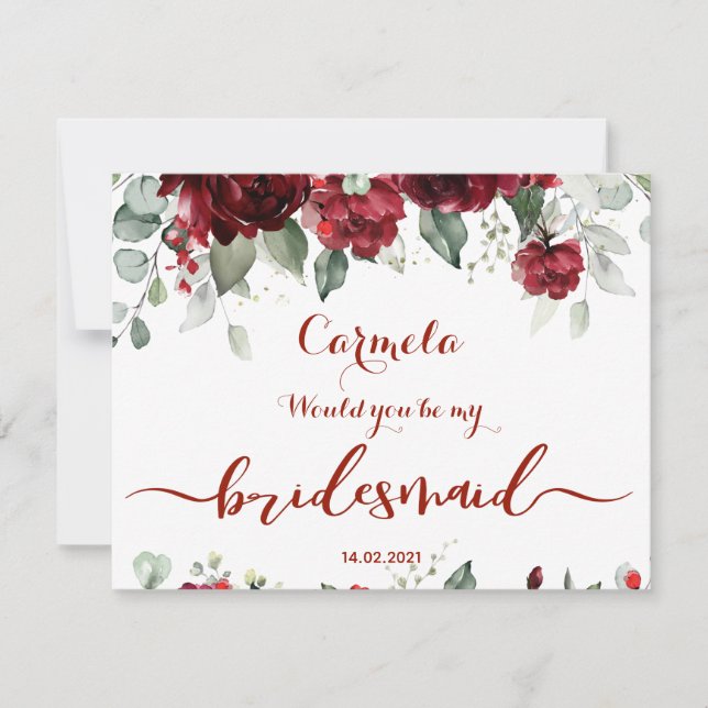 Tarjeta de solicitud para dama de honor para boda  (Anverso)