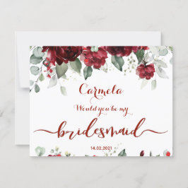 Tarjeta de solicitud para dama de honor para boda 