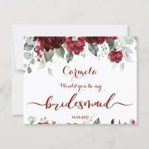 Tarjeta de solicitud para dama de honor para boda