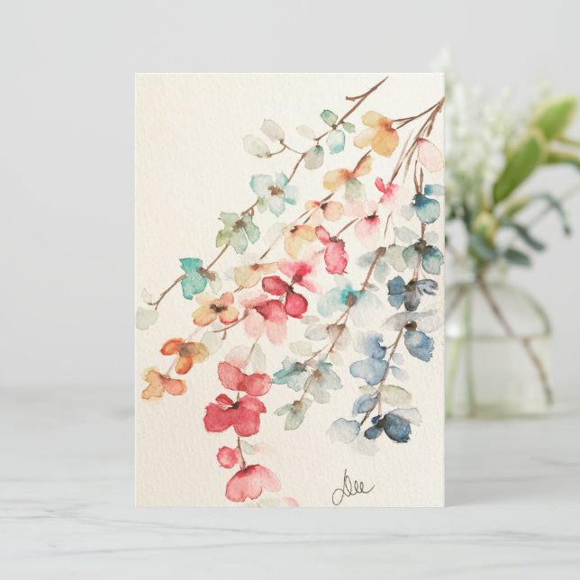 Tarjeta de solidaridad floral con cascada plana (Anverso de pie)