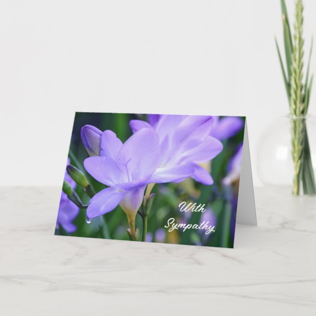 Tarjeta de solidaridad Purple Freesia Flowers Gard (Anverso)