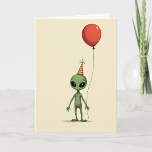 Tarjeta de sombrero de criatura verde linda