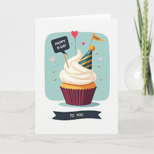 Tarjeta de sombrero de cumpleaños festivo