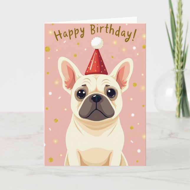Tarjeta de sombrero de cumpleaños para cachorro (Anverso)