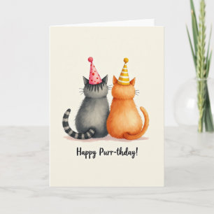 Tarjeta de Sombrero de Fiesta de Amigos Felinos Al