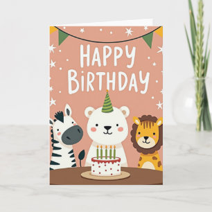 Tarjeta de sombrero de fiesta de animal dulce
