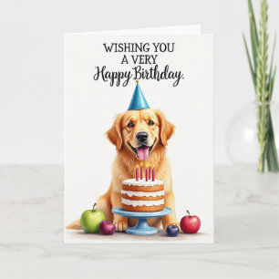 Tarjeta de sombrero de fiesta de cachorro dorado