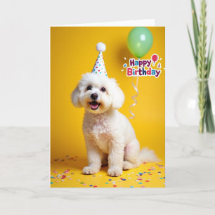Tarjeta de sombrero de fiesta de cachorro juguetón