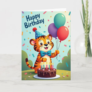Tarjeta de sombrero de fiesta de gato rayado
