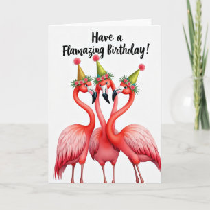 Tarjeta de Sombrero de Fiesta de Pájaros Rosados