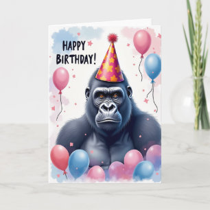 Tarjeta de sombrero de fiesta de simio majestuoso
