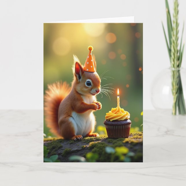 Tarjeta de sombrero de fiesta del bosque (Anverso)