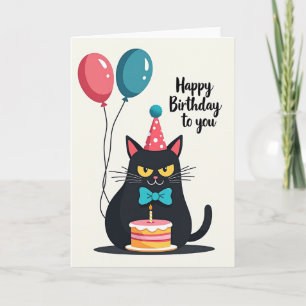 Tarjeta de sombrero de fiesta felino