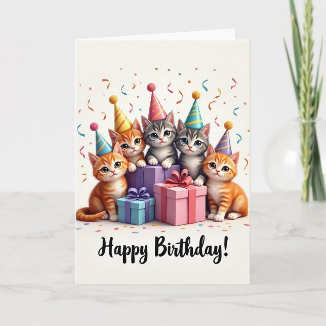 Tarjeta de sombrero de gatito dulce (Anverso)