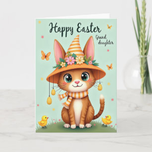 Tarjeta de sombrero de gato de primavera de oro fa